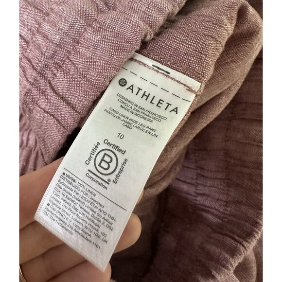 Athleta Cabo Linen Wide Leg Pant in Tawny Rose/Orchid Pink Size 10 - Picture 6 of 9